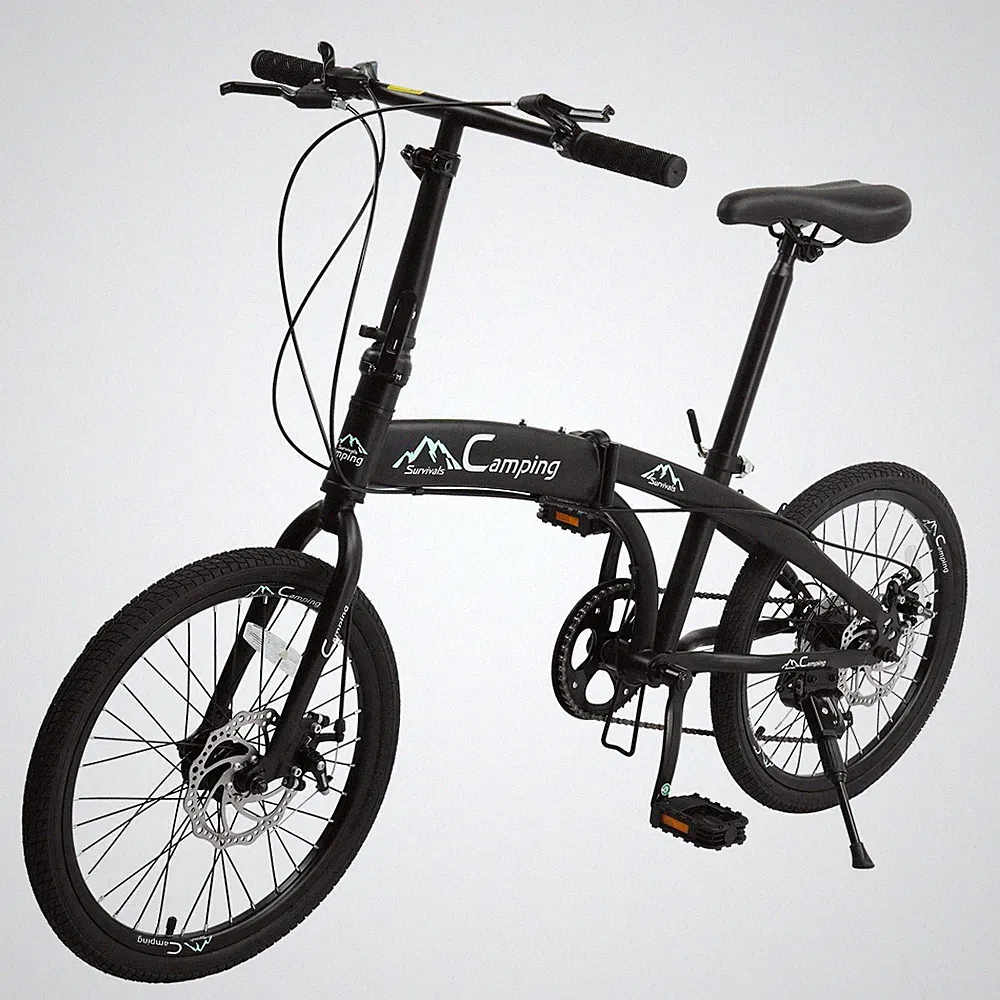 20" 7-Speed Folding Bicycle Bike for Adult Youth Lightweight High Carbon Steel