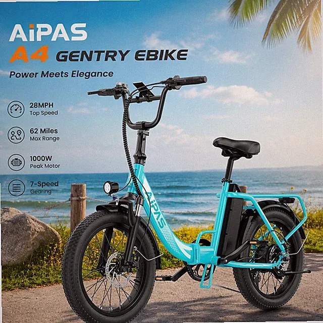 20" Fat Tire Electric Bike for Adults 1000W 28MPH 48V 12.8AH 62Miles Fast E-bike