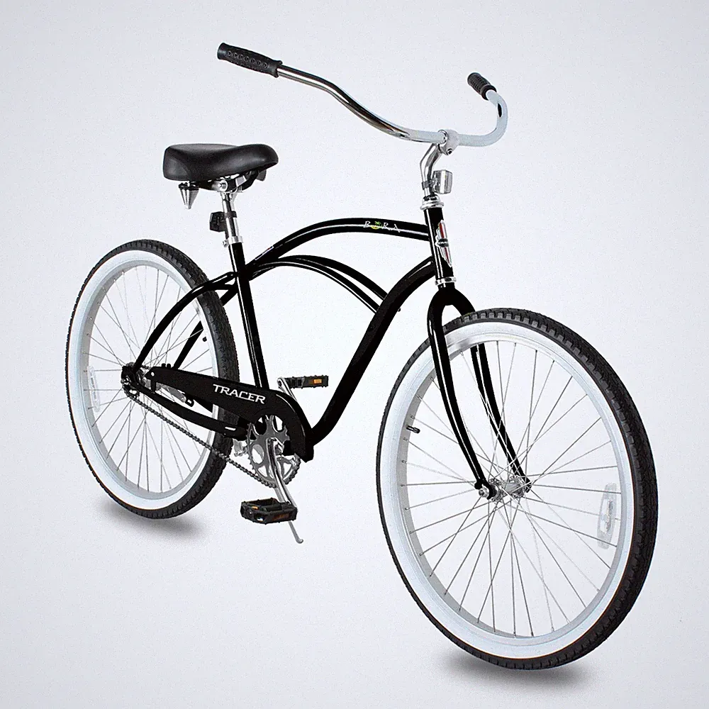 26'' Beach Cruiser Bike For Men Single Speed Coaster Brake Black Hybrid Bicycle