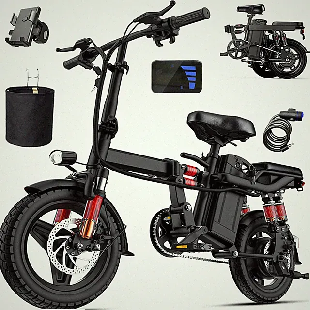 750W Peak Folding Electric Bike for Adults, 14'' Commuter Teens EBike 24MPH 48V