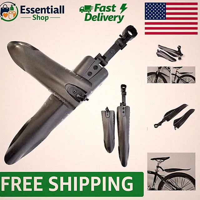 Adjustable Black Bike Mud Guards Set for Mountain and Road Bikes - Universal Fit