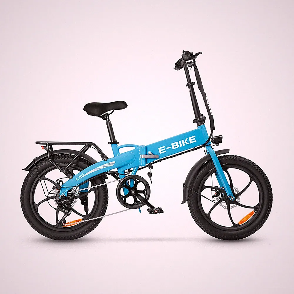 Axiniu Blue Bike for Adults 20" Bicycle Electric 750W Folding Commuter Fat Tire