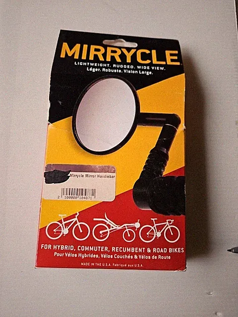 BICYCLE MIRROR MIRRYCLE LIGHTWEIGHT RUGGED WIDE VIEW FOR HYBRID COMMUTER OMC14