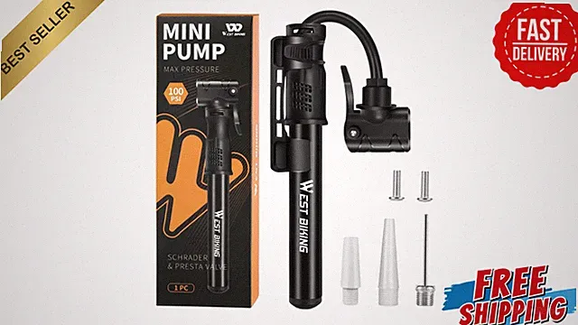 Bicycle Pump Mini Bike Pump - Aluminum Alloy Cycle Pump for Presta & Schrader Va