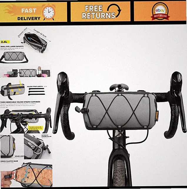 Bike Handlebar Bag - Front Frame Storage Roll for Mountain & Road Bikes, Commute