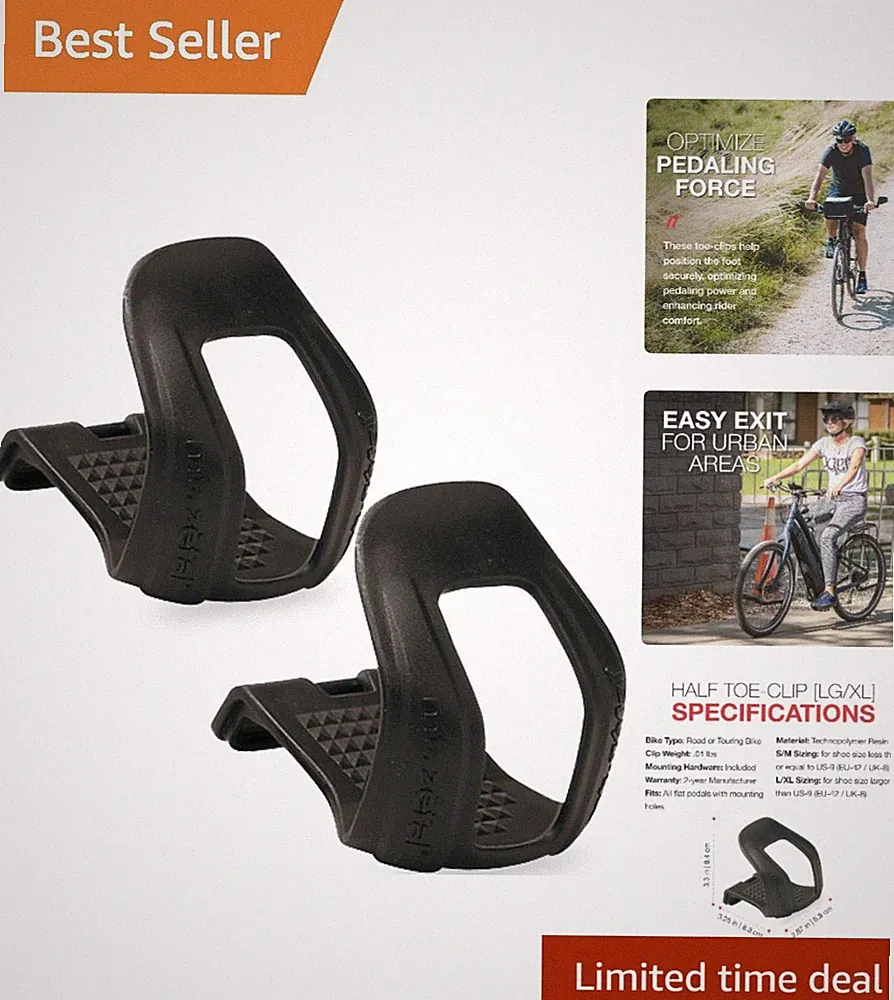 Clipless Half-Toe Bicycle Pedal Clips - Ideal for Touring & Commuting Cyclists