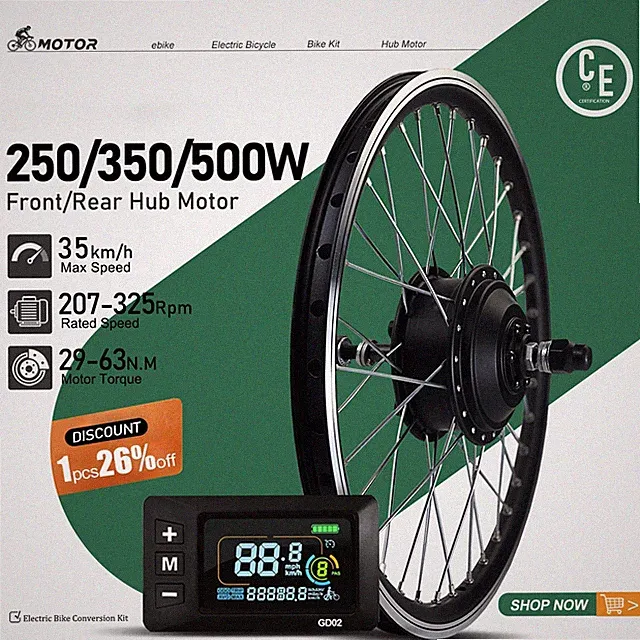 Electric Bike Front Rear Wheel Hub Motor 36V48V 500W 20-29In700C Conversion Kit