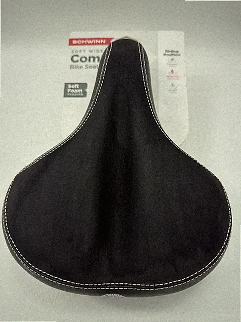 NEW Schwinn Soft Foam Padding MID WIDTH Moderate Commute Bicycle Seat Black NWT