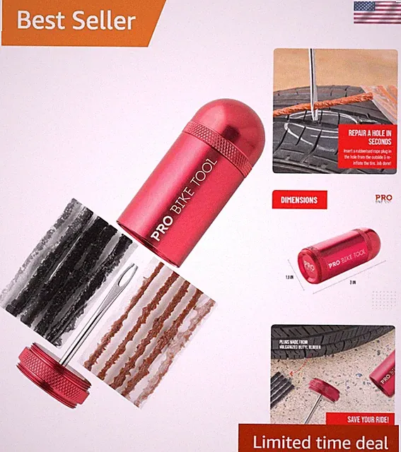 Quick and Compact Tubeless Repair Kit with Storage Canister - For All Bike Types
